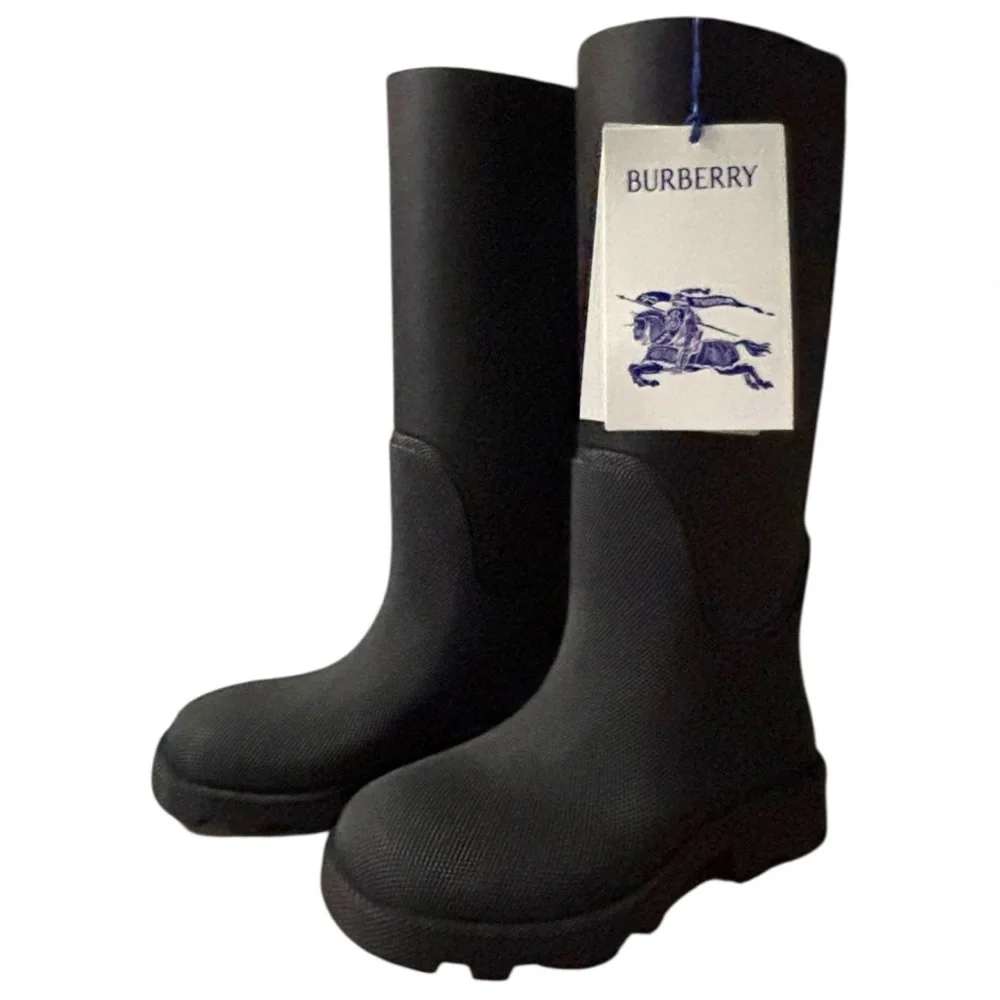 Burberry Prorsum Marsh High Black Rain Boots Women’s Size EU 38 US 7.5 - Picture 2 of 11